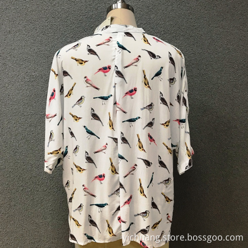 Women's cotton fashion birds shirt